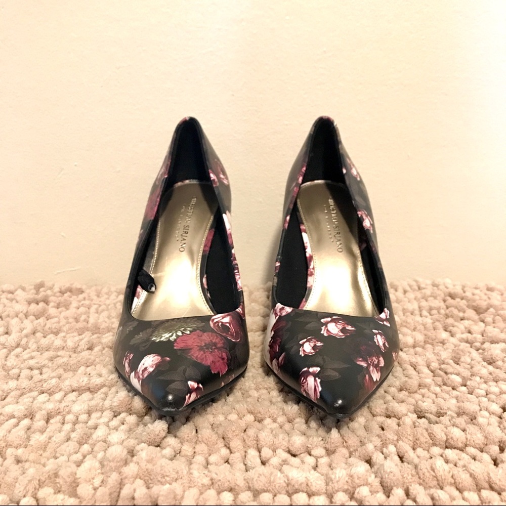 Black Floral Heels Size 9.5